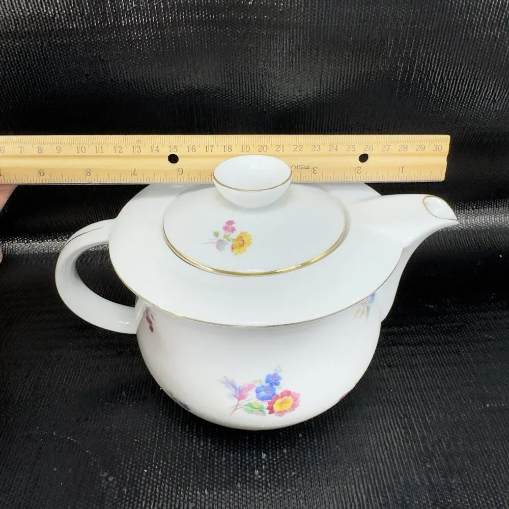 DRASCHE BUDAPEST Fine Porcelain Teapot Carafe Tea Pot Multicolored‎ Floral VTG